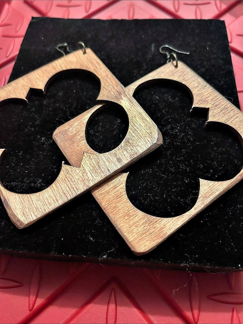 Floral Cutout Statement Earrings in Brown & Black